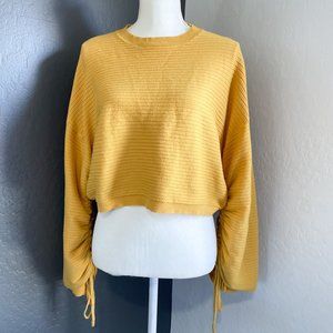 Lavender Sketch Mustard Cropped Sweater
